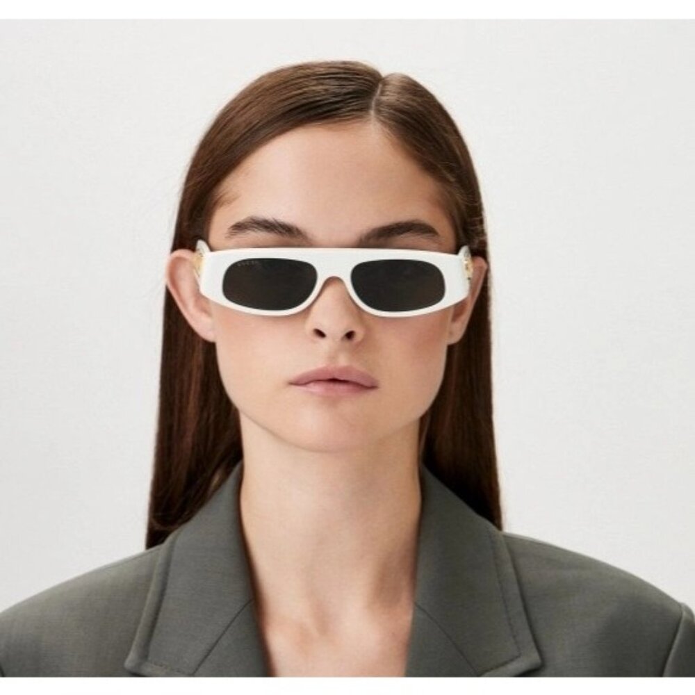 NEW GUCCI SUNGLASSES WHITE GREY WOMEN EYEWEAR GUCCI GG1771S 002 - Picture 3 of 5